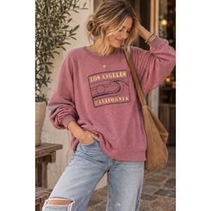 Salt Creek Los Angeles California Graphic Sweatshirt 2XL Mauve Pink Oversized